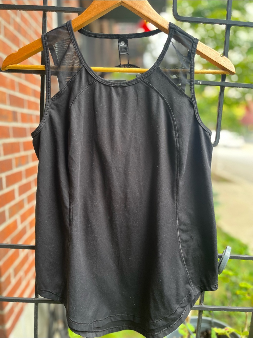 90 Degree By Reflex Black Mesh-Shoulder Tank Top